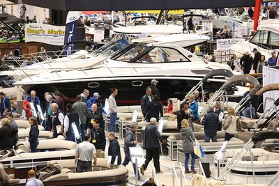Large boats at the Chicago Boat Show